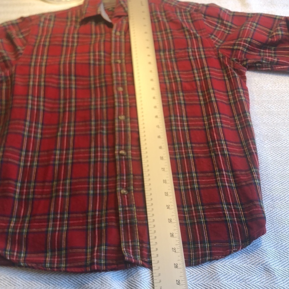 EDDIE BAUER Men's Medium Red  Plaid Flannel Button Down  USED Good Condition - Picture 8 of 15